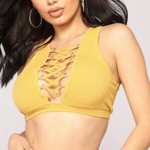 Bozzolo women's yellow laced up front bralette size M